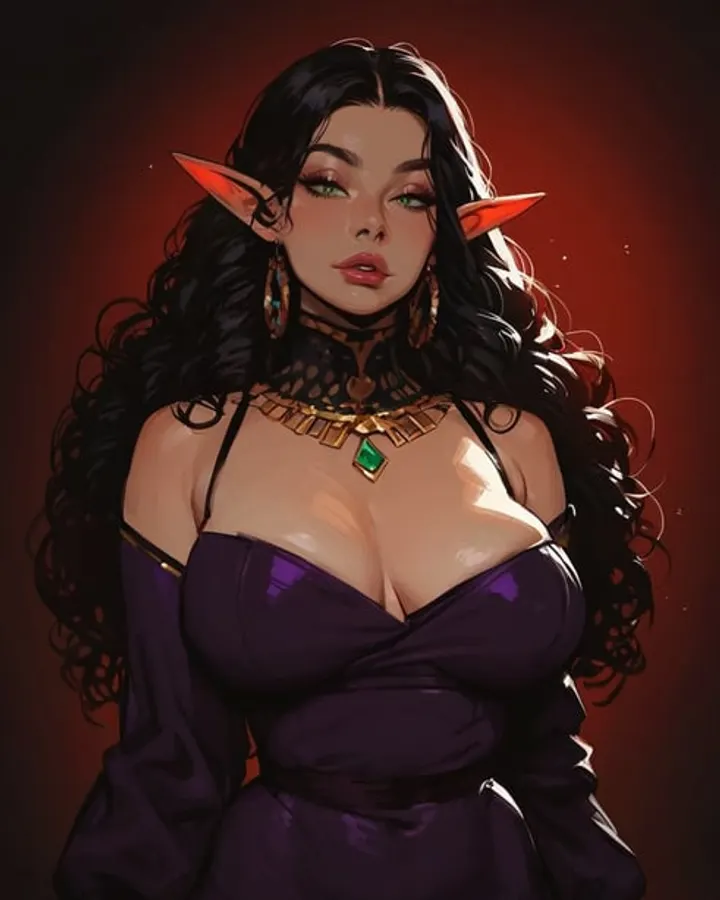 Fantasy elf mage AI companion in a purple dress, from DarLink AI